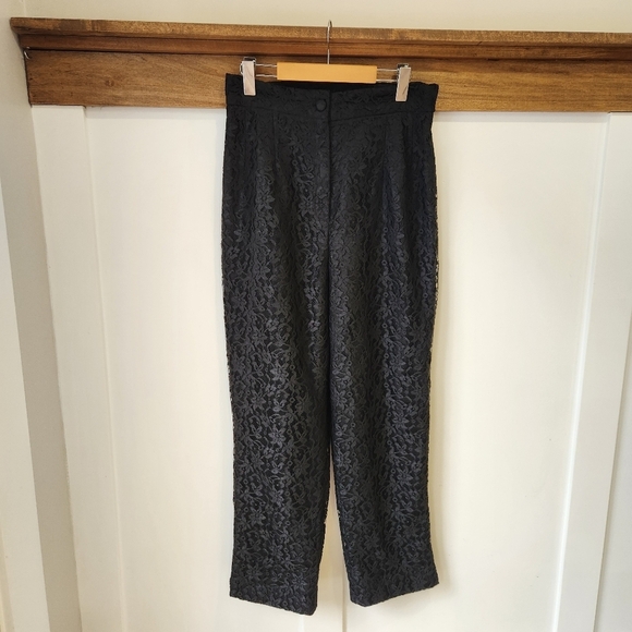 H Simon & Co Pants - Vintage Lace Overlay Pants Womens 14 Black High Waisted Lined Y2K 80s Cocktail
